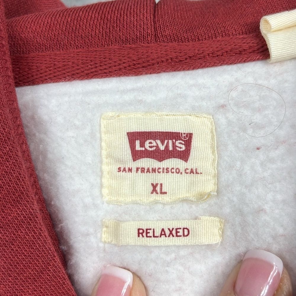 Levis Long Sleeve Pullover Sweatshirt Hoodie Mens Size XL Relaxed Fit Whte Rust - Picture 4 of 9